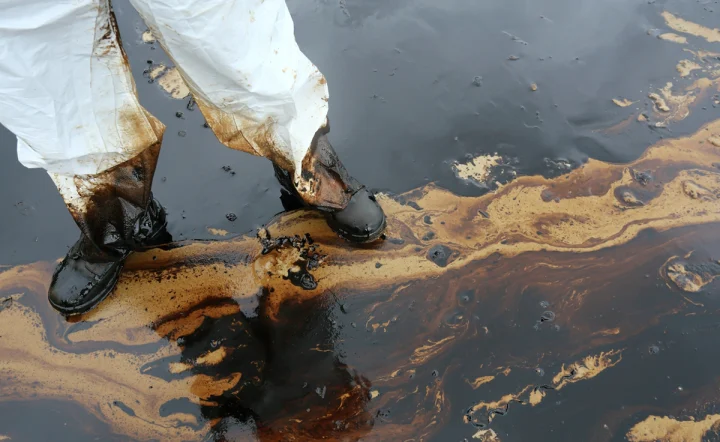 Wet floor with boot